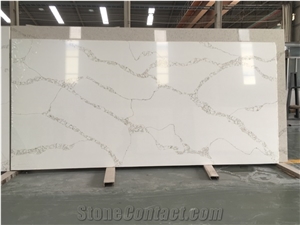 White Quartz with Back Veins Slabs for Countertops