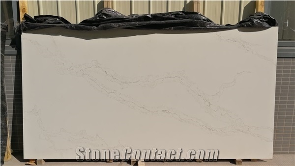 Wholesale White Largest Size Smokey Calacatta Quartz Slab