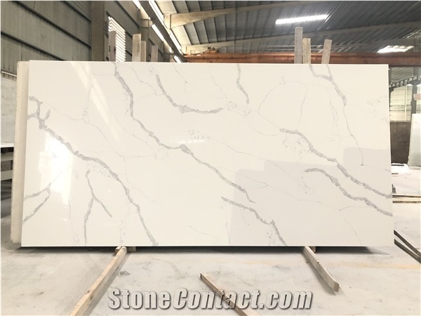 Zd 9039 Pure White Quartz Stone Slabs for Kitchen Tiles