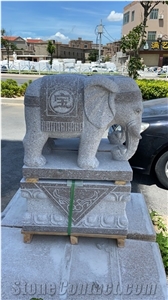 606 Red Granite Elephant Outdoor Stone Carving