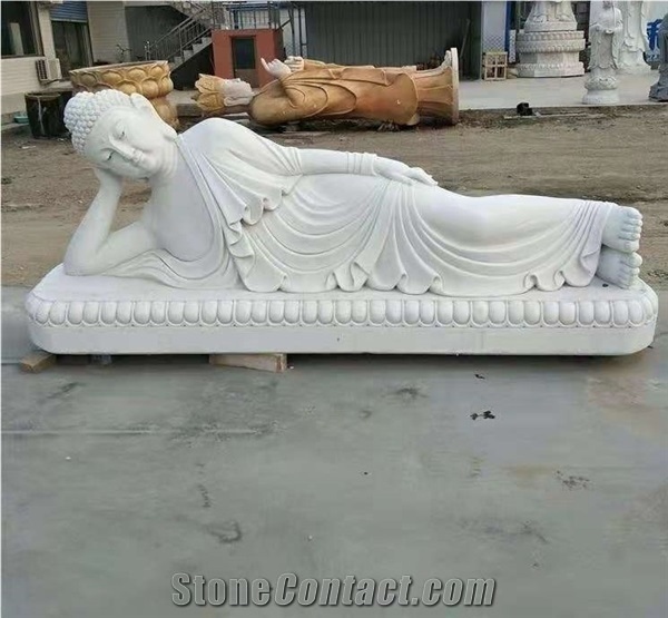White Granite Stone Sleeping Buddha Statues