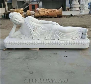 White Granite Stone Sleeping Buddha Statues