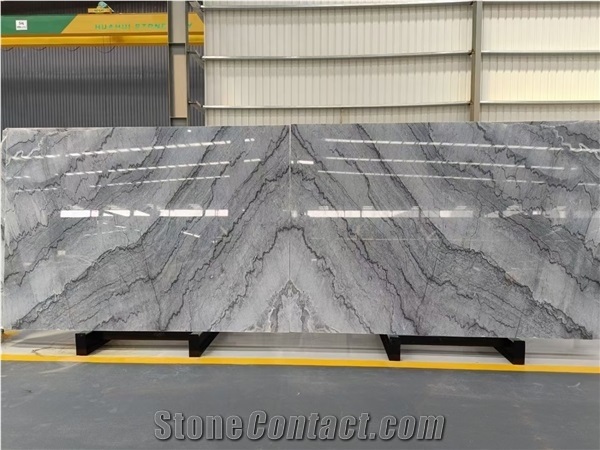 Meteor Grey Marble Book Match Stone