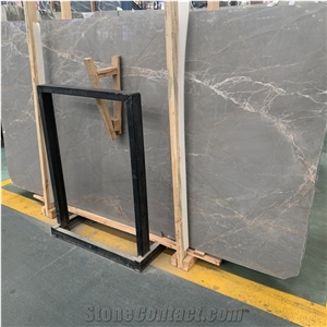 China Grey Marble Slab with White Veins for Bathroom Wall