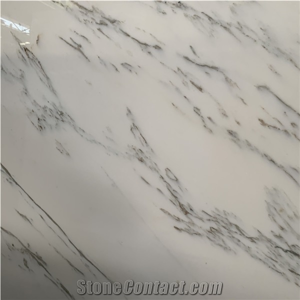 China Natural Beautiful Landscape Painting White Marble Slab