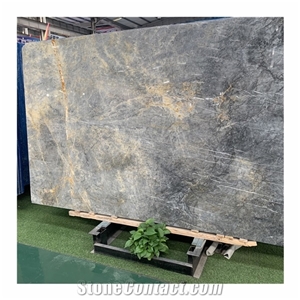 Luxury Italy Grey Marble Slab with Gold Veins for Countertop