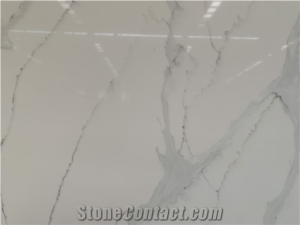 Artificial Quartz Stone White Calacatta Engineer Slabs
