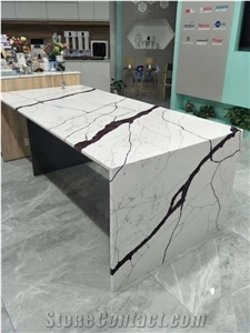 Calacatta Quartz Engineer Solid Surface Stone Reception Desk