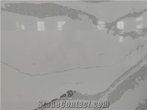 Calacatta White Quartz Slabs Engieer Solid Surface Stone