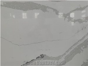 Calacatta White Quartz Slabs Engieer Solid Surface Stone