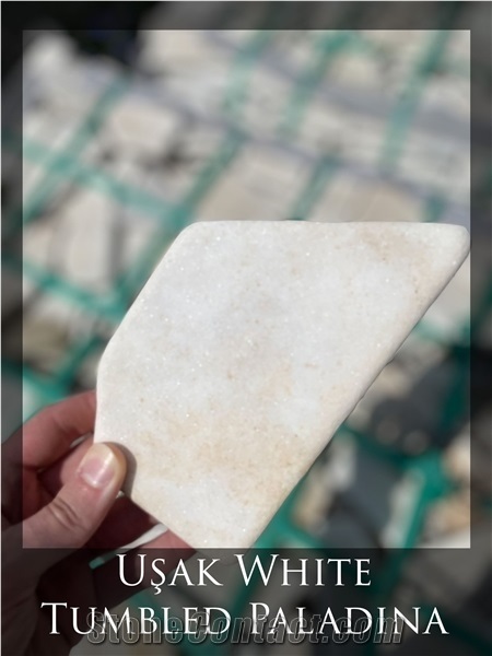 Usak White Marble Tumbled Paladina Flagstone Paver, Walkway Tiles