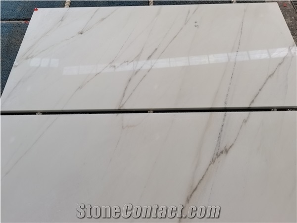 Milk White Grounding with Grey Linear Veining Marble