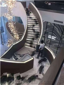 Panda White Marble Spiral Stairs Stair Treads