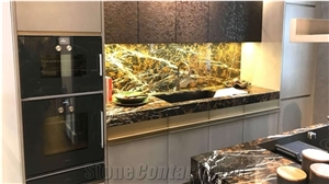 Black Gold Marble Kitchen Countertop