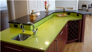 Apple Green Quartz Kitchen Countertop