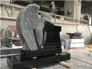 Absolute Black Angel Headstone Carved Angel Black Tombstone