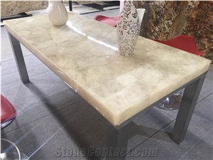 Agate Reception Counter White Agate Stone Cafe Table Top
