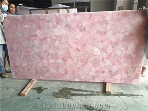 Backlit Pink Semiprecious Stone Slabs Agate Gemstone Slabs