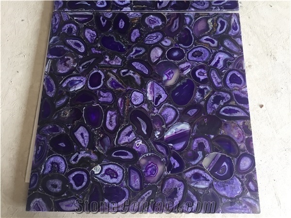 Backlit Purple Semiprecious Panel Lilac Agate Gemstone Tile