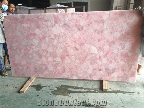 Backlit Rose Agate Gem Stone Slabs Semiprecious Stone Slabs