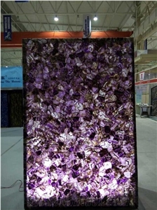 Backlit Semiprecious Stone Wall Panels Lilac Agate Gemstone