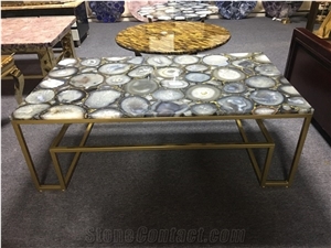 Brown Agate Restaurant Table Top Amethyst Cafe Table Tops