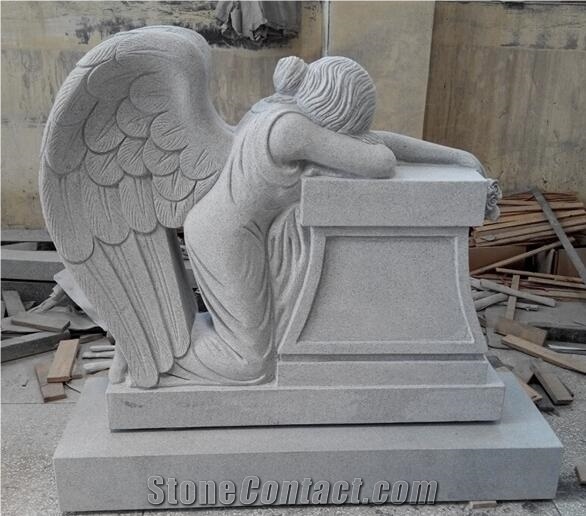 Carved Weeping Angel Gravestone Mourning Angel Headstone