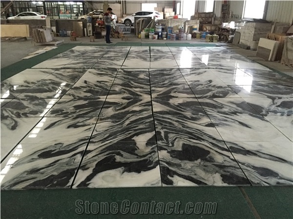 China Marble Panda White Bookmatch Floor Panda Tile