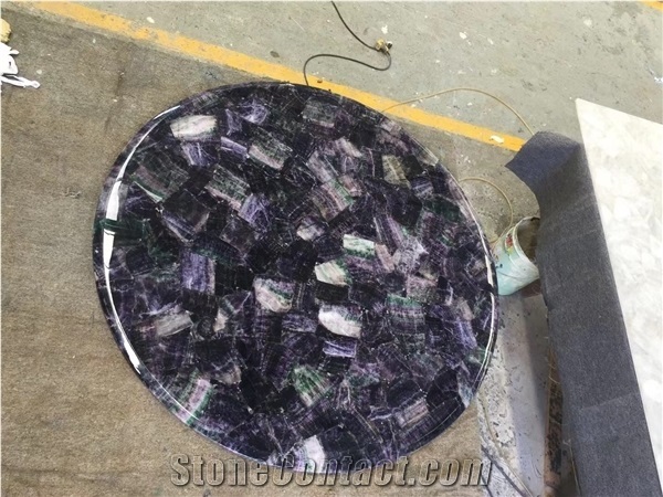 Cystal White Agate Table Top White Amethyst Resin Tabletops