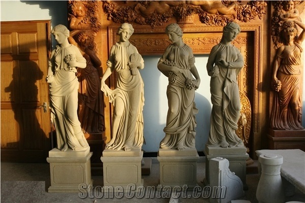 Modern Mixed Marble Sculpture Handcarved Four Seasons Statue