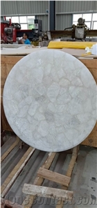 Round White Resin Tabletops White Agate Restaurant Table Top