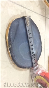 Semiprecious Stone Bookend Blue Agate Sliced Bookend