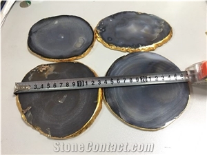 Semiprecious Stone Wine Rack Blue Agate Candle Plate Coaster