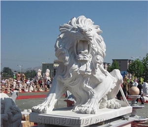 White Marble Lion Sculpture Animal Lion Guardian Statue