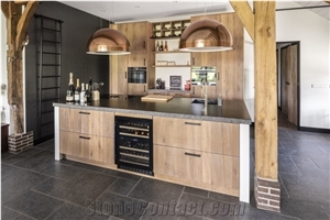 Belgian Bluestone Chiseled Edge Kitchen Countertop