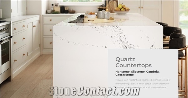 Quartz Countertops-Hanstone, Silestone, Cambria, Caesarstone