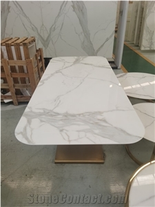 Artificial White Calacatta Commercial Table Set Design