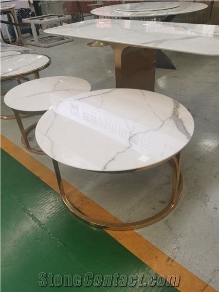 Solid Surface Calacatta Sintered Stone Interior Design Table