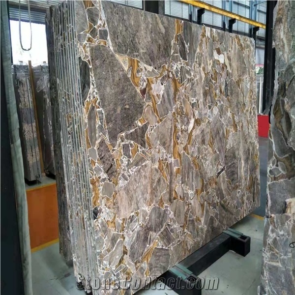 Factory Direct Golden Leaf Marble Slabs Wall Panel