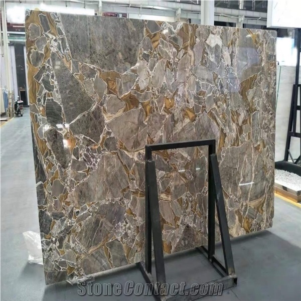 Factory Direct Golden Leaf Marble Slabs Wall Panel