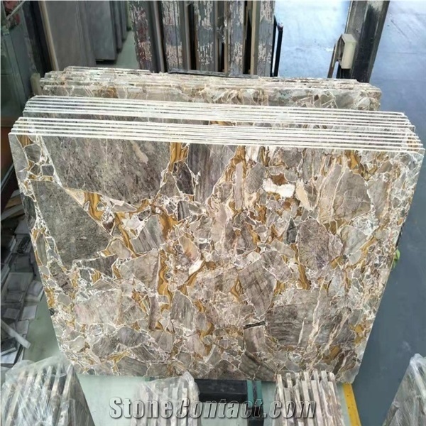 Golden Leaf Natural Marble Wholesale Piece Cutting to Size