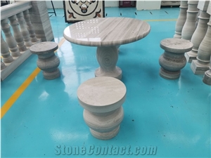 White Wood Marble Table Set