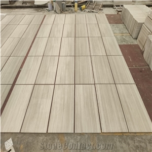 Wooden White Wood Grain Marble Slabs Tiles For Flooring Wall
