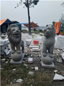 Lion Statue Grey Sandstone