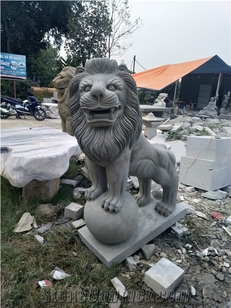 Lion Statue Grey Sandstone