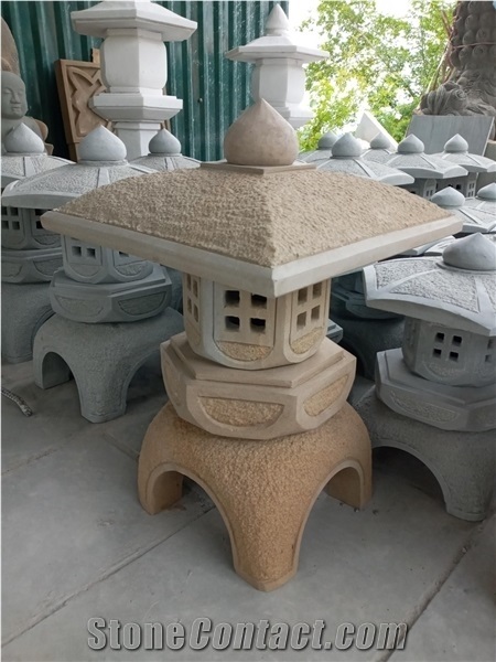 Sandstone Lantern Sculpture Fengshui for Outdoor Decorating