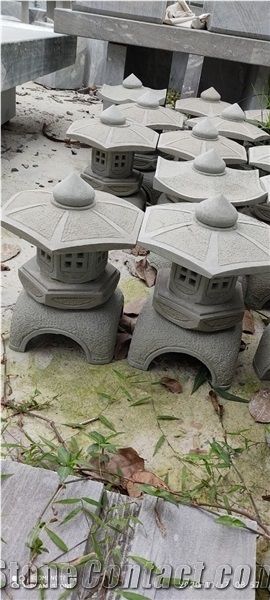 Sandstone Lantern Sculpture Ornaments for Outdoor Decorating