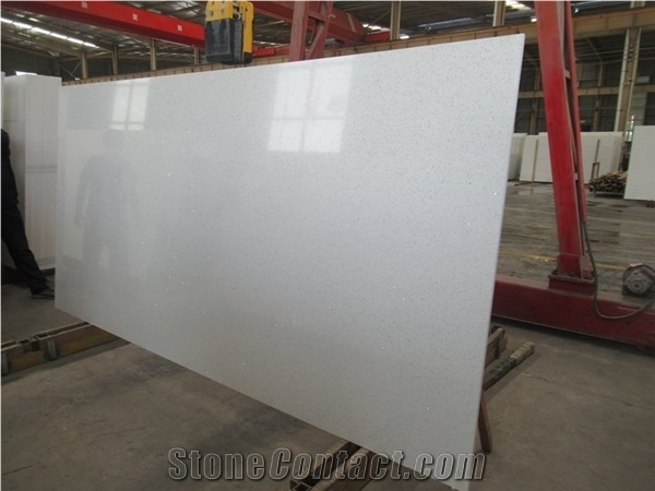 China Artificial Crystal White Quartz Stone Kitchen Slab