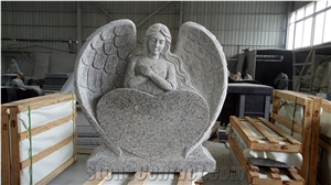G603 Angels Heart Shaped Tombstone,Light Grey Monuments