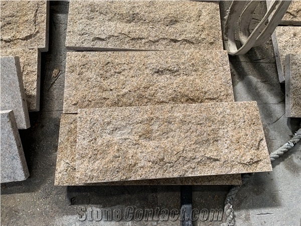 G682 Yellow Granite Split Face Mushroom Wall Stone Tiles